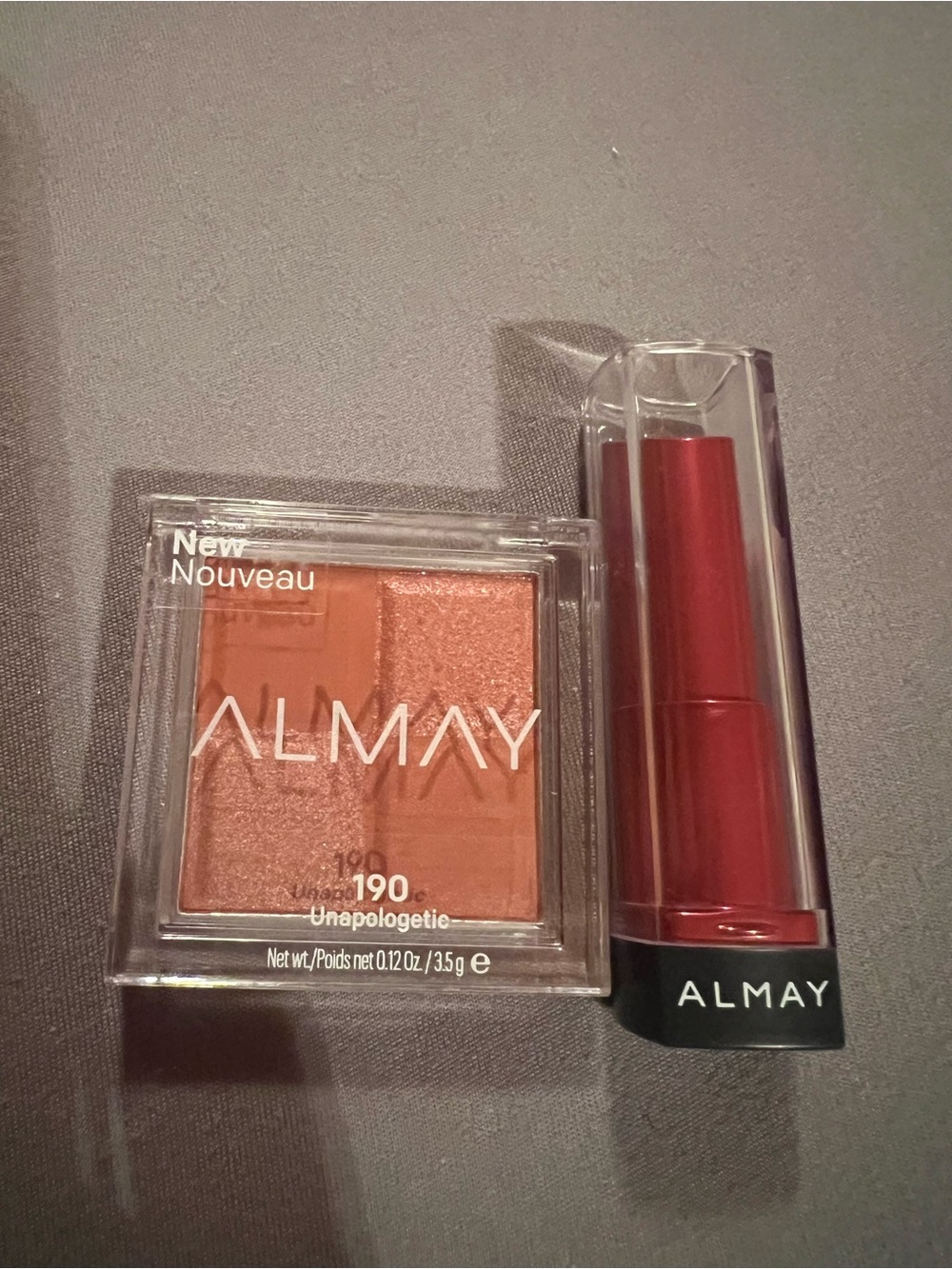 Almay 2 Piece Set, 90 Berry Medium Lipstick/4 Color 190 Unapologetic Shadow, new